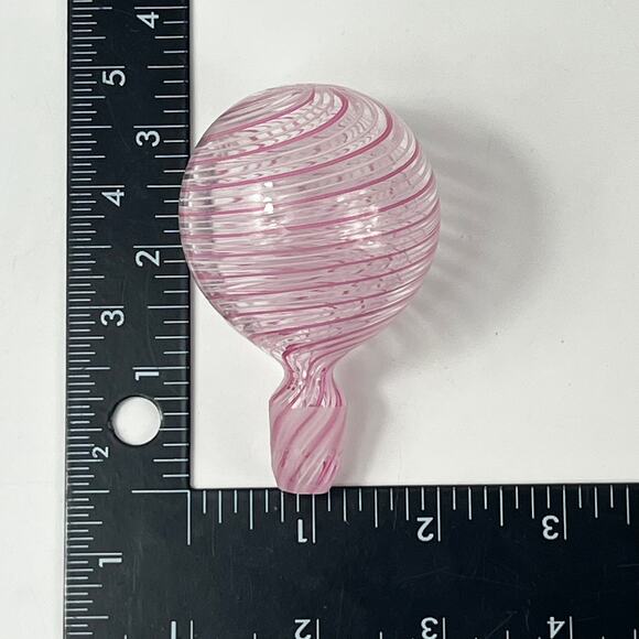 Murano Filigrana Stoppered Vase Mouth Blown White Pink Striped Art Glass Signed - Picture 8 of 11